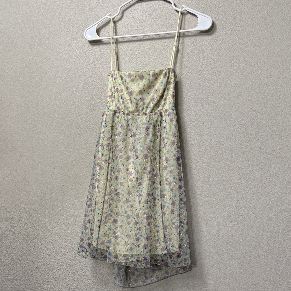 Lucy in the Sky Mesh Sequin Floral Babydoll Dress - Picture 2 of 13